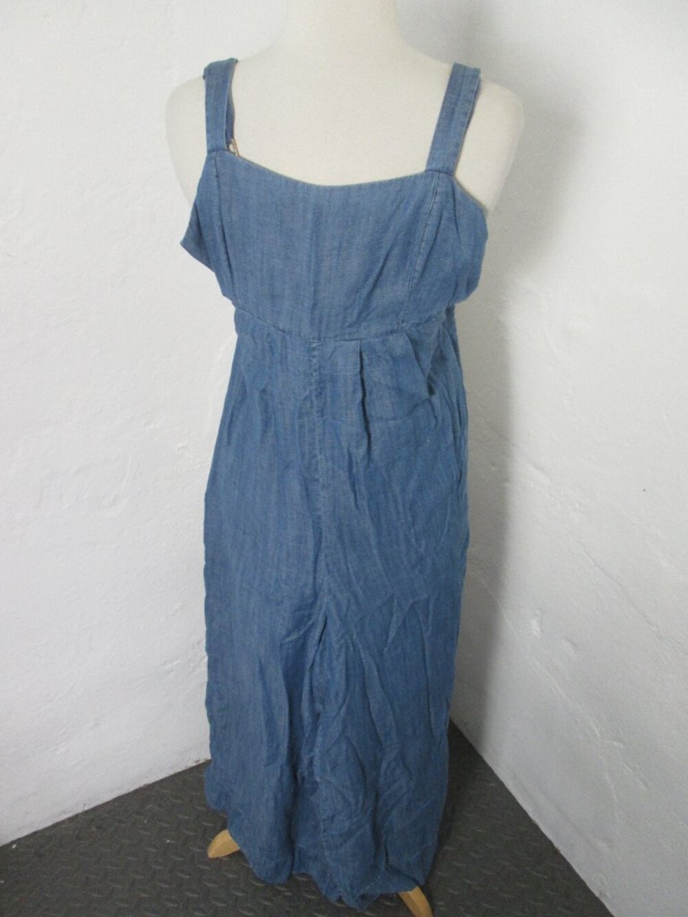 Southern Tide Women's S Nina Denim JUMPSUIT Wide Ankle Leg Shoulder Straps